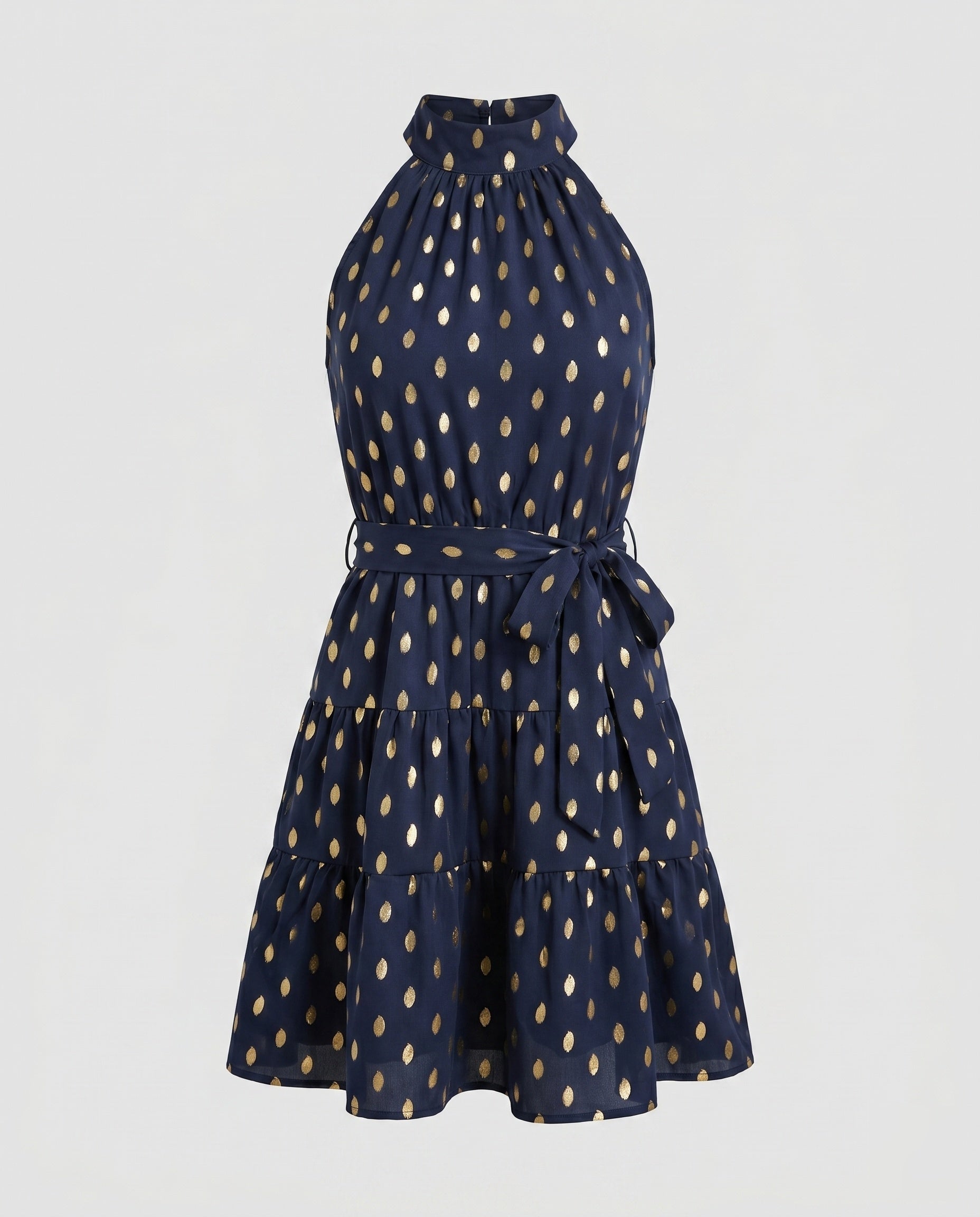 Women's summer dress with ruffle details and waist belt-Fashion Glam