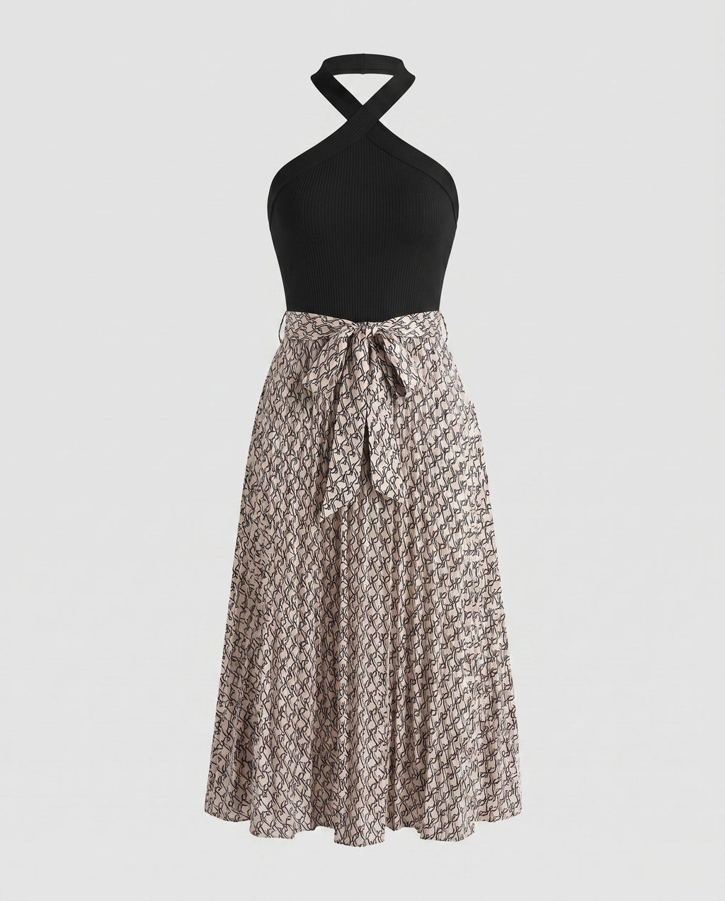 Women’s Summer Midi Dress with Elegant Belt Detail and Floral Pattern-Fashion Glam