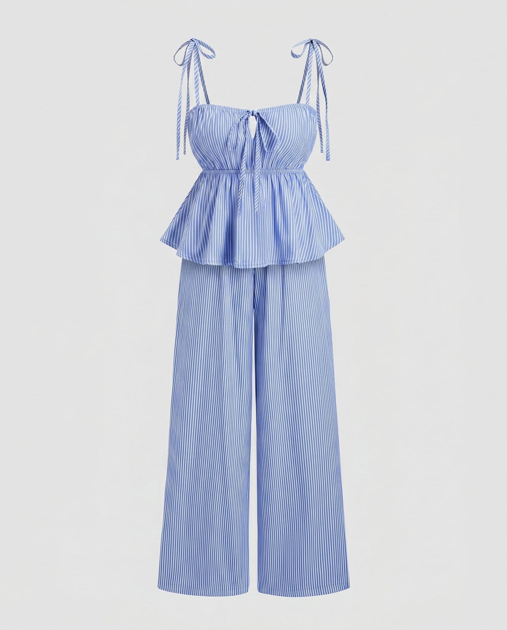 Women's two-piece set with lace top and wide trousers-Fashion Glam