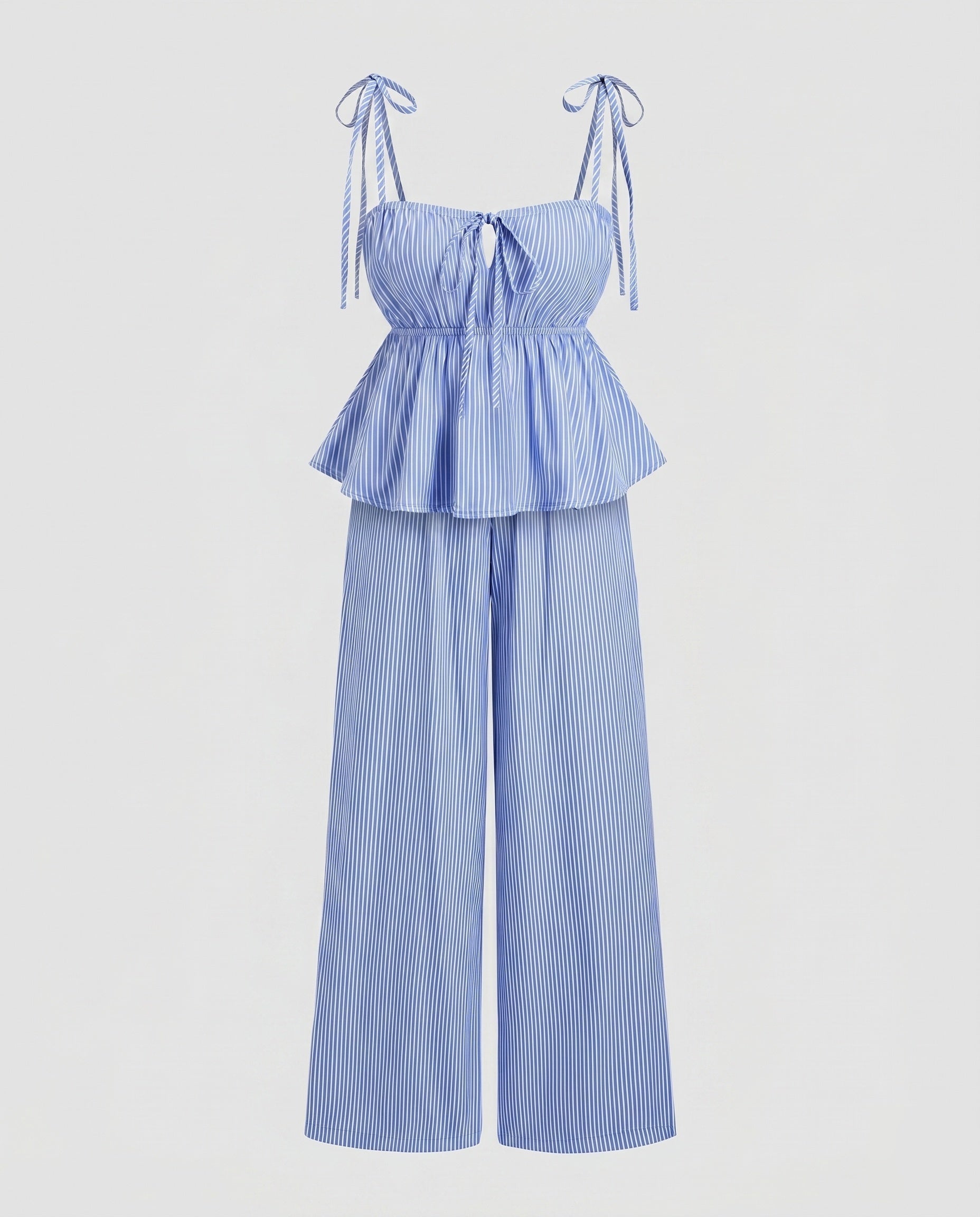 Women's two-piece set with lace top and wide trousers-Fashion Glam
