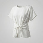 Women's U-Boat Neck Knot Blouse Top-Fashion Glam