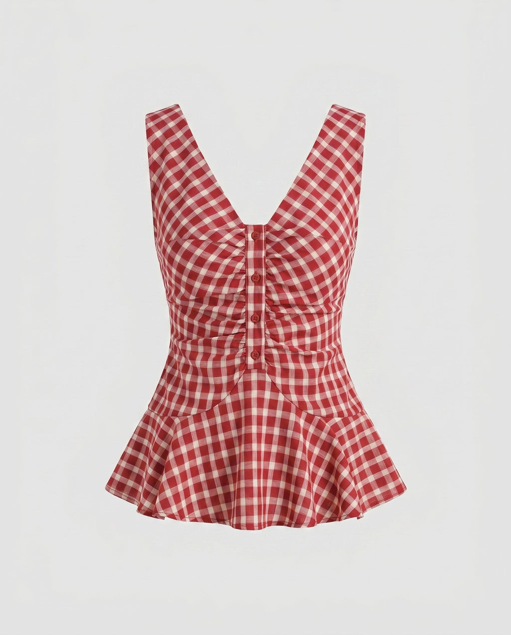 Women's V-Neck Blouse Shirt with Wide Hem and Button Details-Fashion Glam
