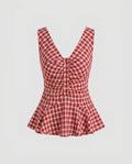 Women's V-Neck Blouse Shirt with Wide Hem and Button Details-Fashion Glam