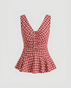 Women's V-Neck Blouse Shirt with Wide Hem and Button Details-Fashion Glam