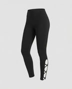 Women's waist-sculpting leggings with strap detail-Fashion Glam