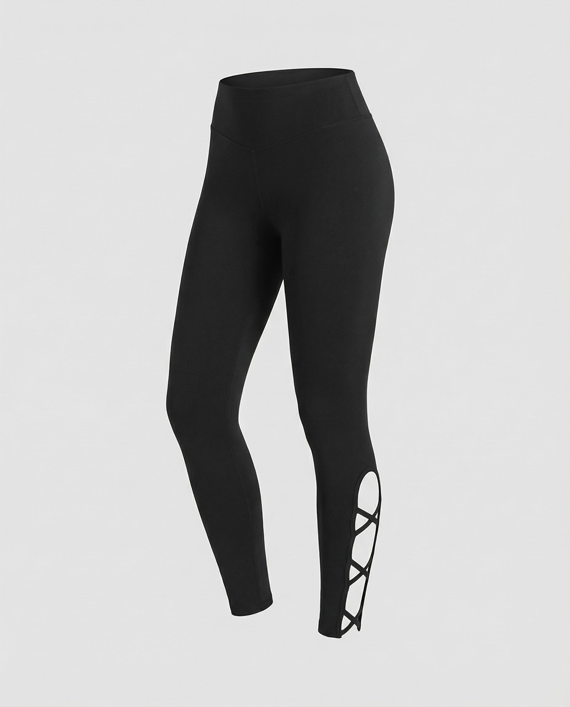 Women's waist-sculpting leggings with strap detail-Fashion Glam