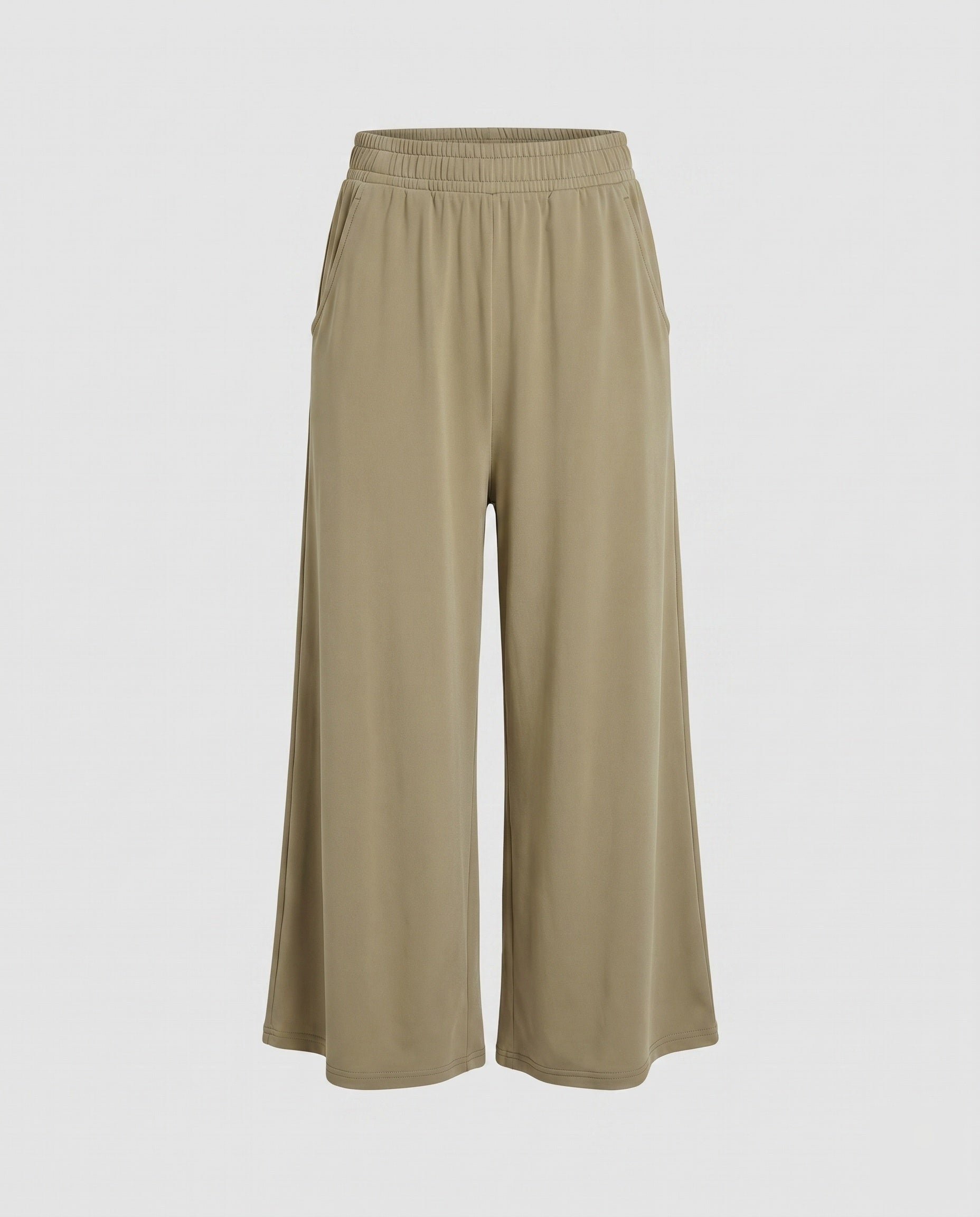 Women's wide jersey pants with elastic waistband and casual design-Fashion Glam