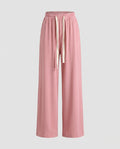 Women's wide lounge pants with elastic waistband and trendy details-Fashion Glam