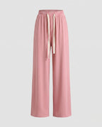 Women's wide lounge pants with elastic waistband and trendy details-Fashion Glam