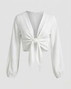 Women’s Wrap Blouse Top Balloon Sleeves-Fashion Glam