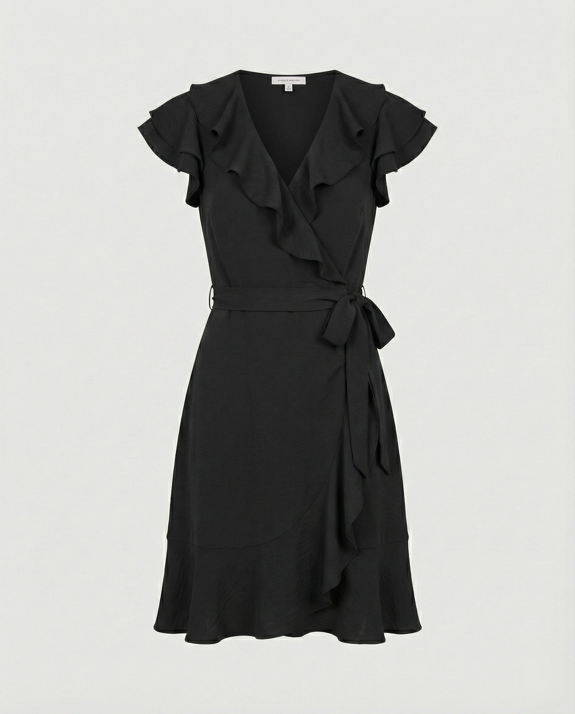Women's wrap dress with voluminous ruffle details and waist belt-Fashion Glam
