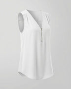 Women's Zip Blouse Top with V-Neck-Fashion Glam
