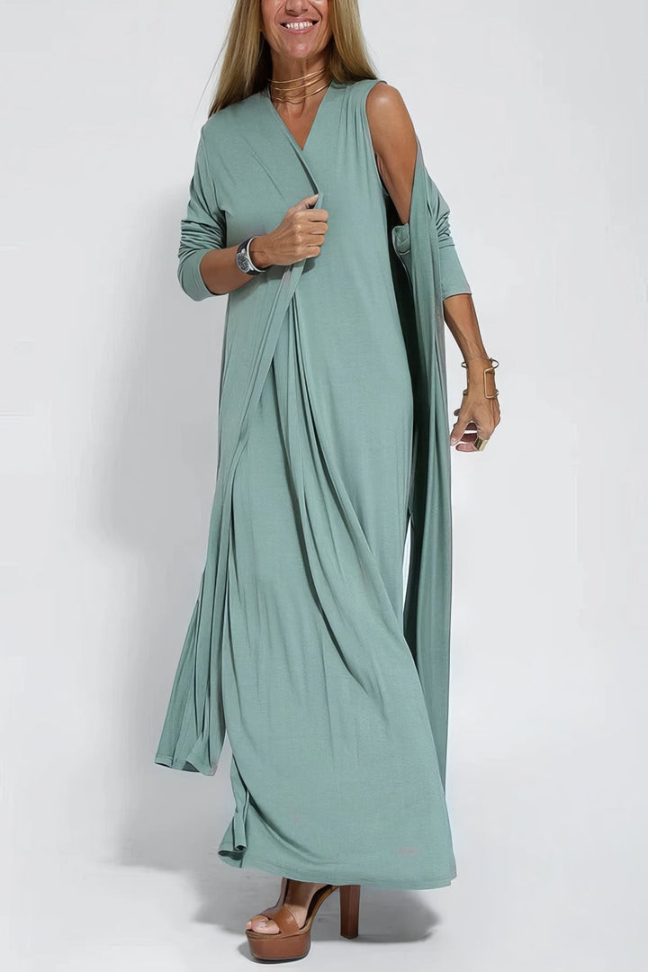 Ellie™ Elegant Long Dress with Cardigan